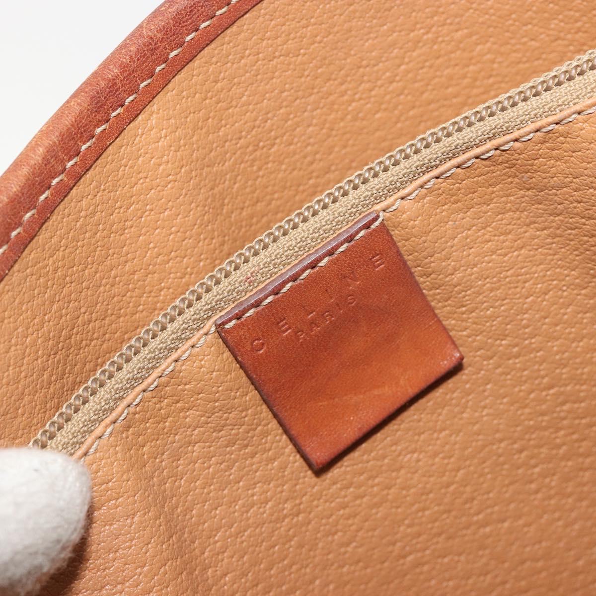 CELINE Macadam Canvas Tote Bag PVC Leather Brown Gold Auth 194037