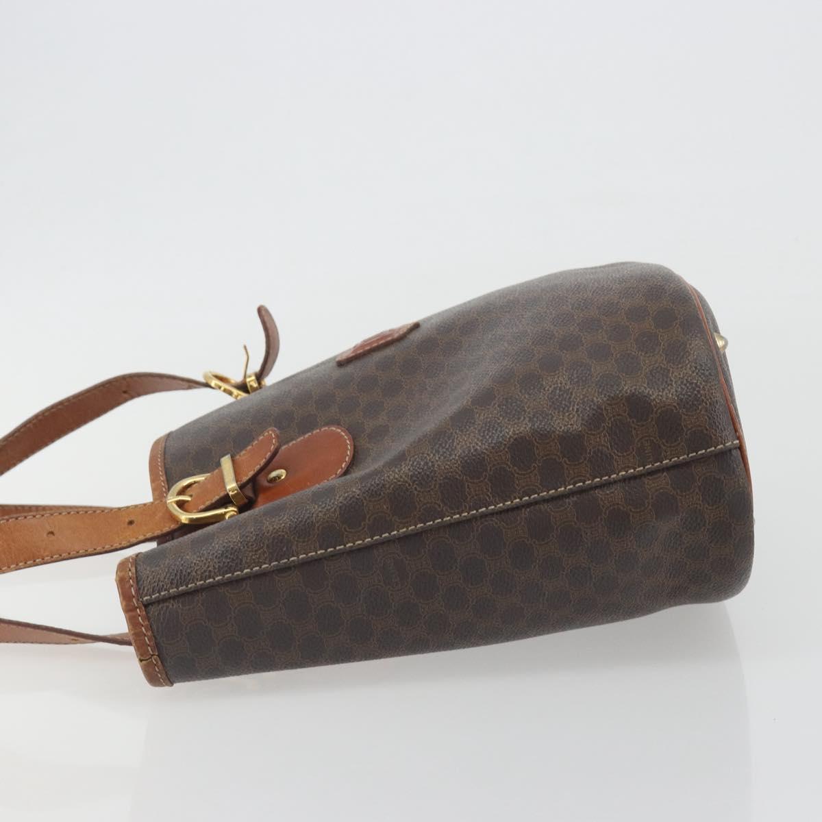 CELINE Macadam Canvas Tote Bag PVC Leather Brown Gold Auth 194037