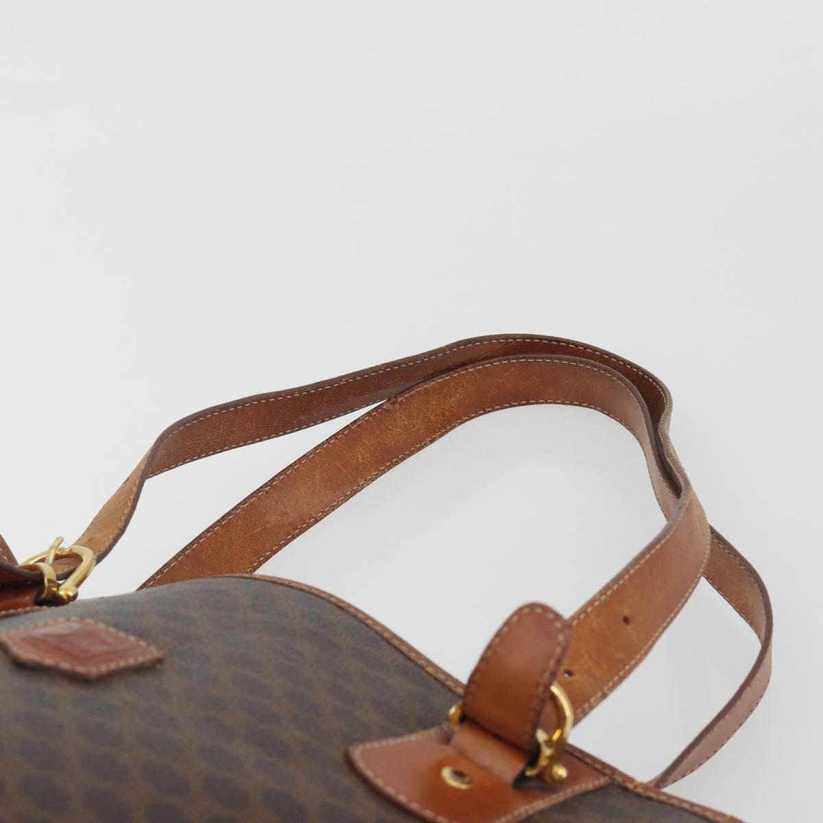 CELINE Macadam Canvas Tote Bag PVC Leather Brown Gold Auth 194037