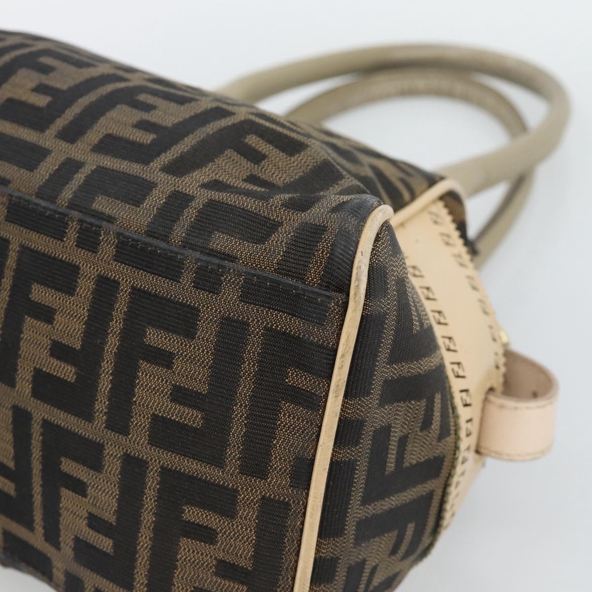 FENDI Zucca Canvas Hand Bag Black Brown Auth 194038