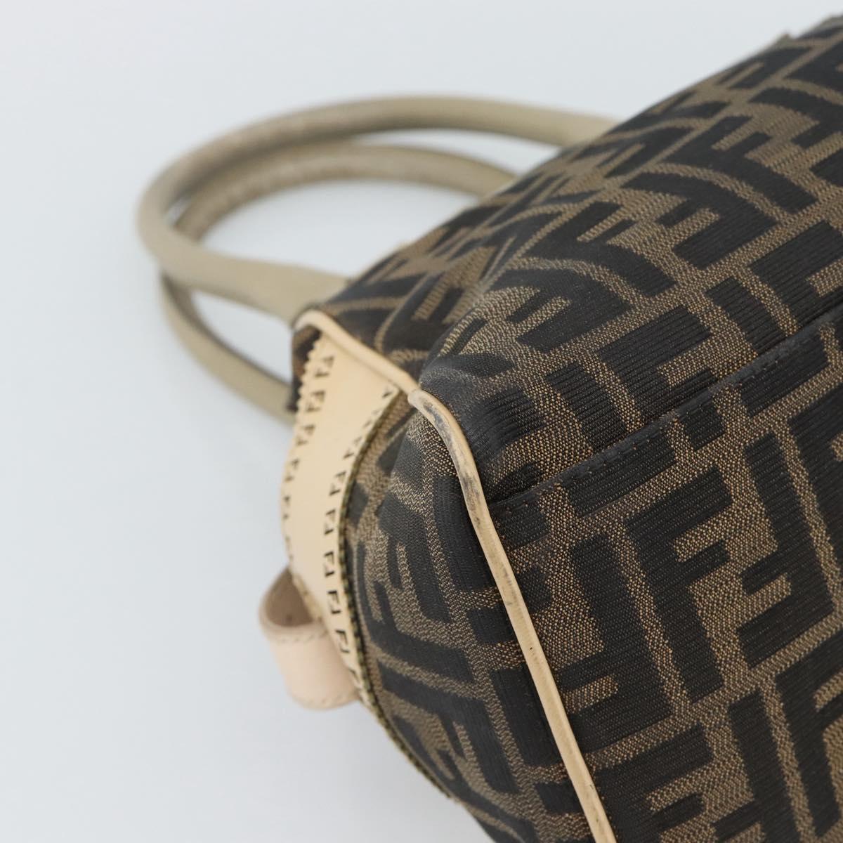 FENDI Zucca Canvas Hand Bag Black Brown Auth 194038