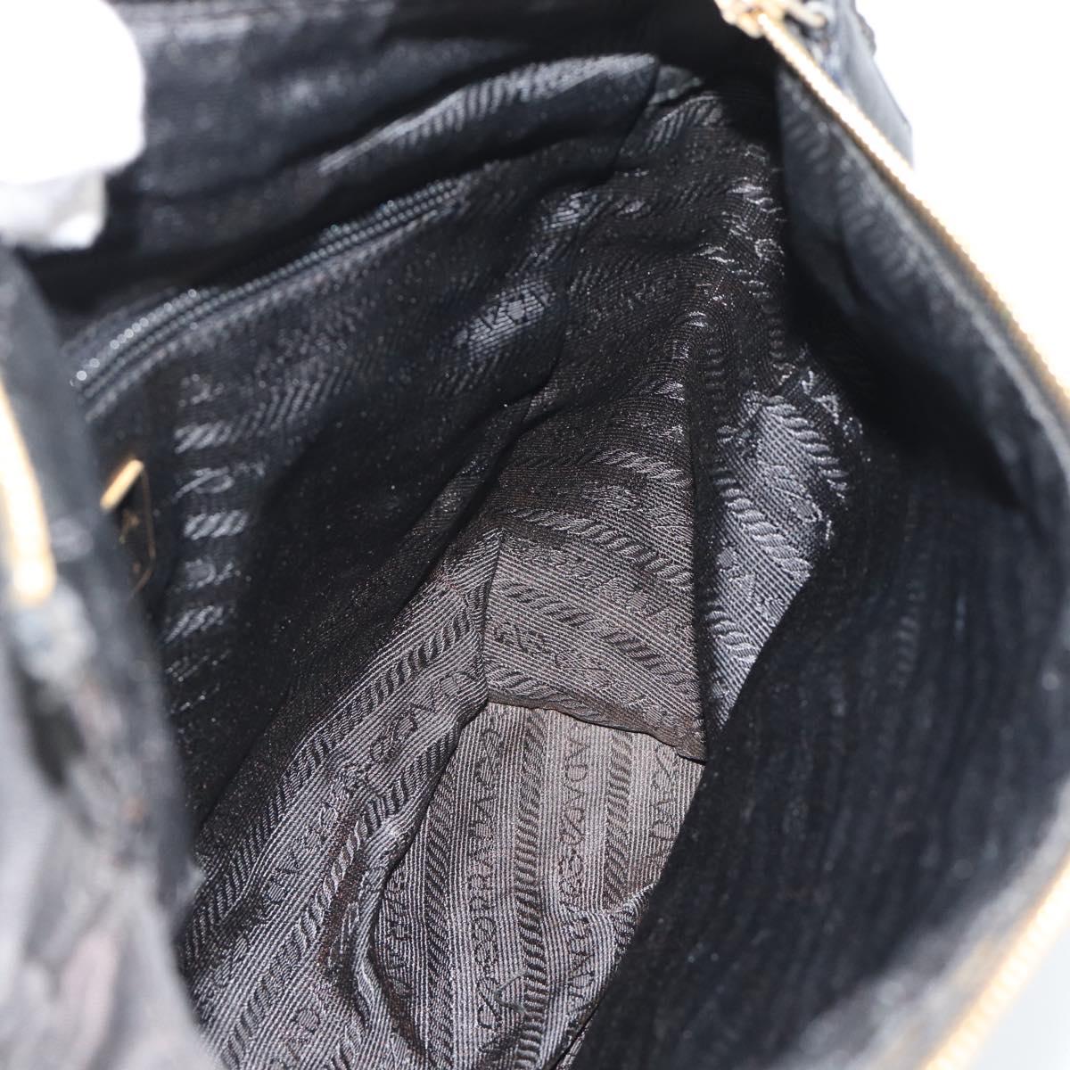 PRADA Chain Shoulder Bag Nylon Black Gold Auth 194040