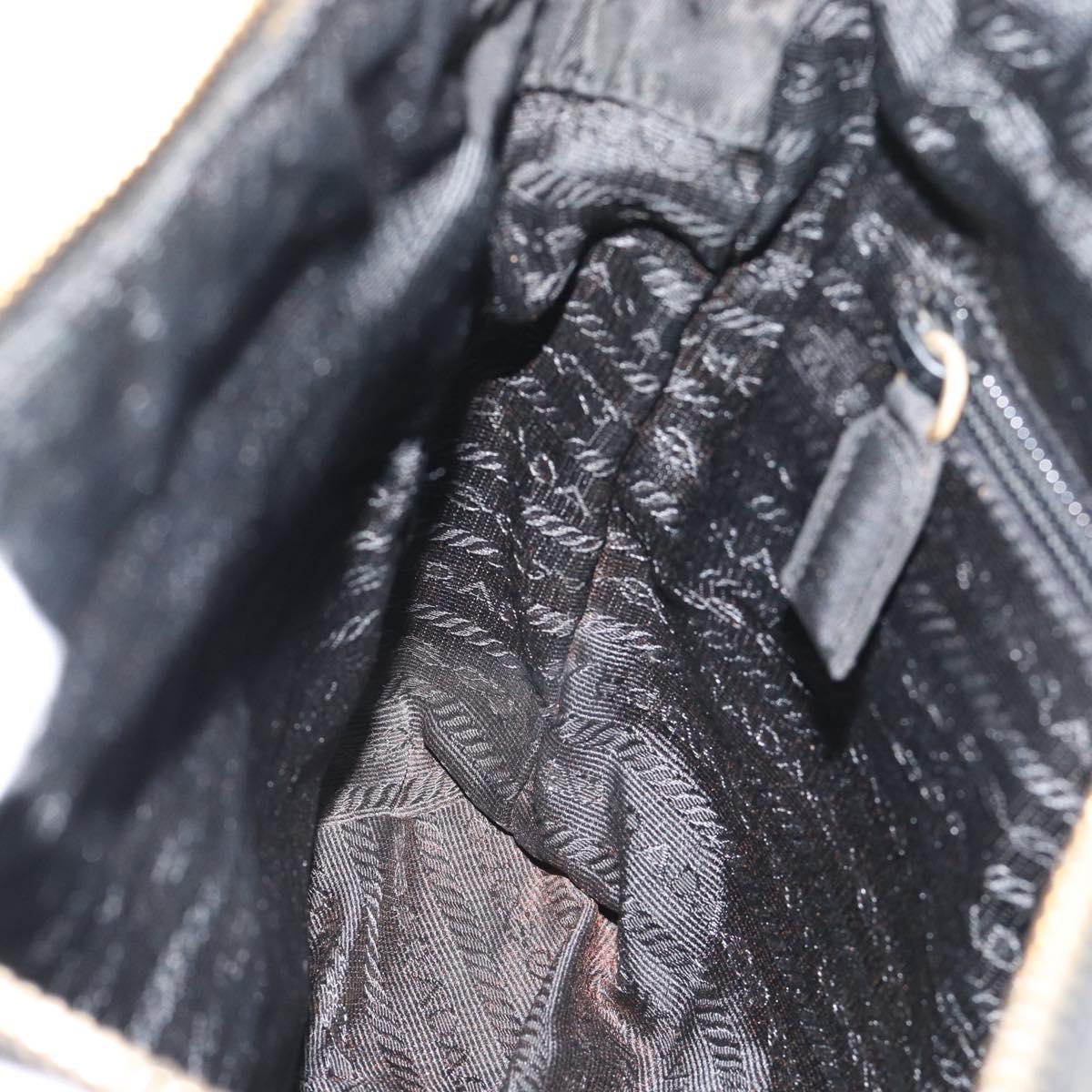 PRADA Chain Shoulder Bag Nylon Black Gold Auth 194040