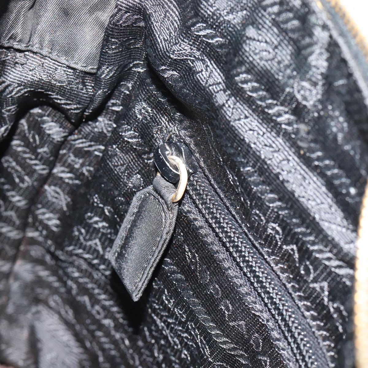 PRADA Chain Shoulder Bag Nylon Black Gold Auth 194040