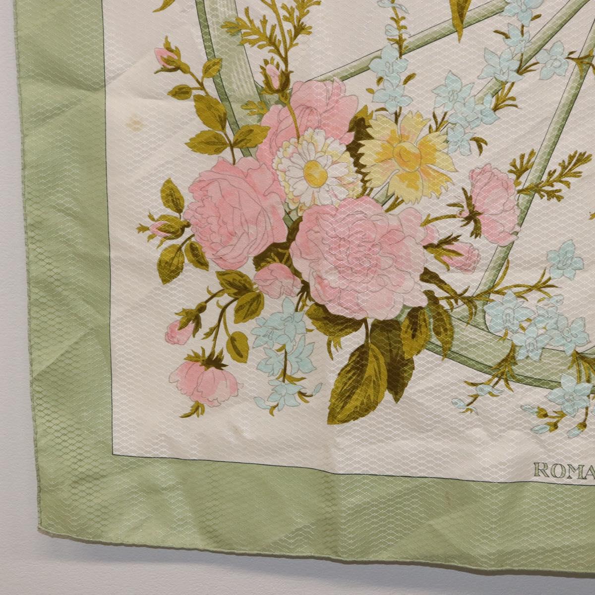 HERMES Carre 90 Scarf ROMANTiQUE Silk Green Auth 194042
