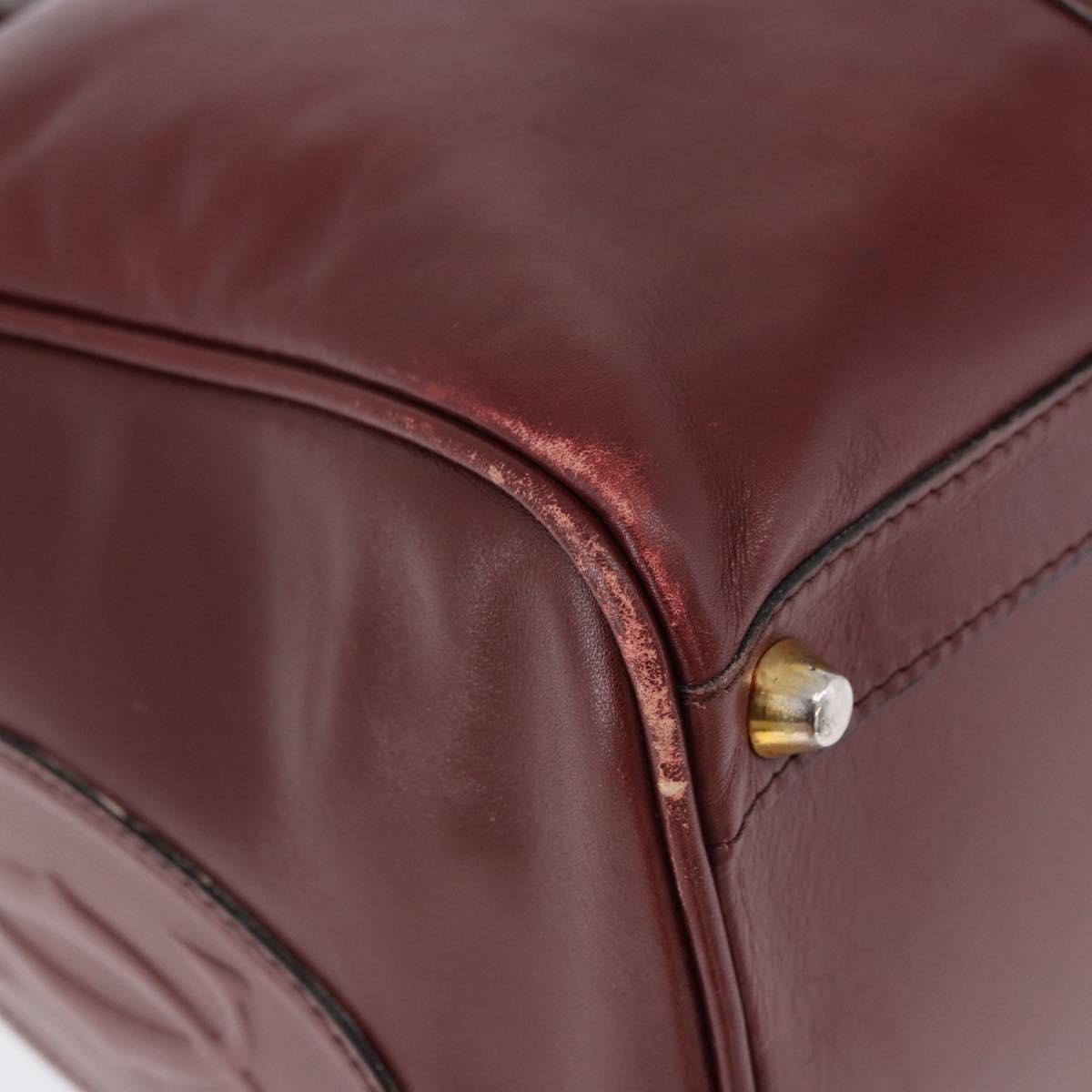 CARTIER Must Line Boston Bag Leather Bordeaux Gold Auth 194043