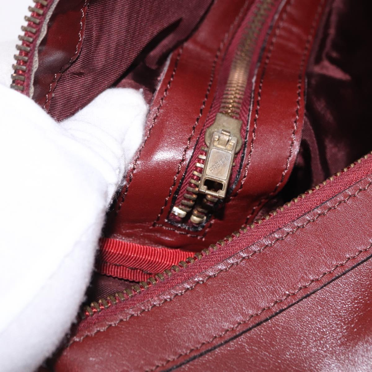 CARTIER Must Line Boston Bag Leather Bordeaux Gold Auth 194043