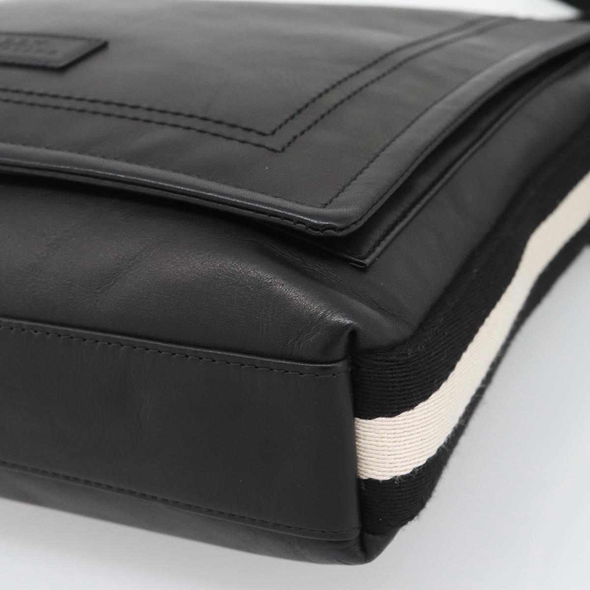 BALLY Shoulder Bag Leather Black Silver Auth 194051A
