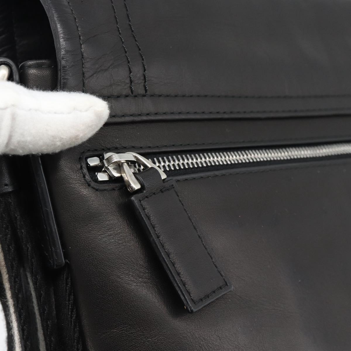 BALLY Shoulder Bag Leather Black Silver Auth 194051A
