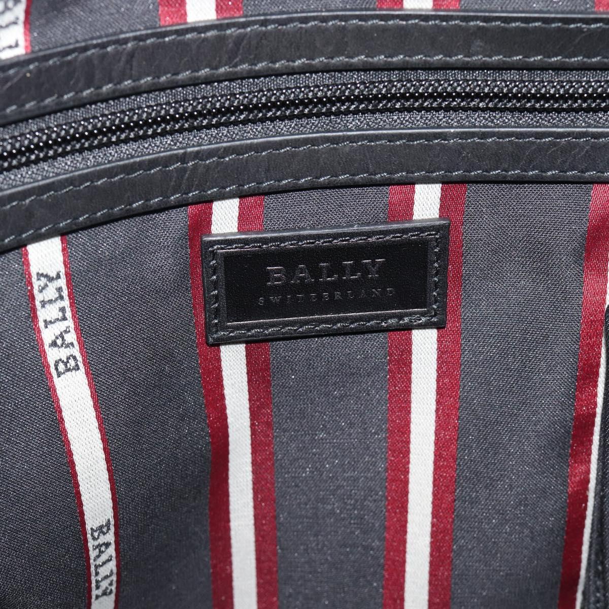 BALLY Shoulder Bag Leather Black Silver Auth 194051A