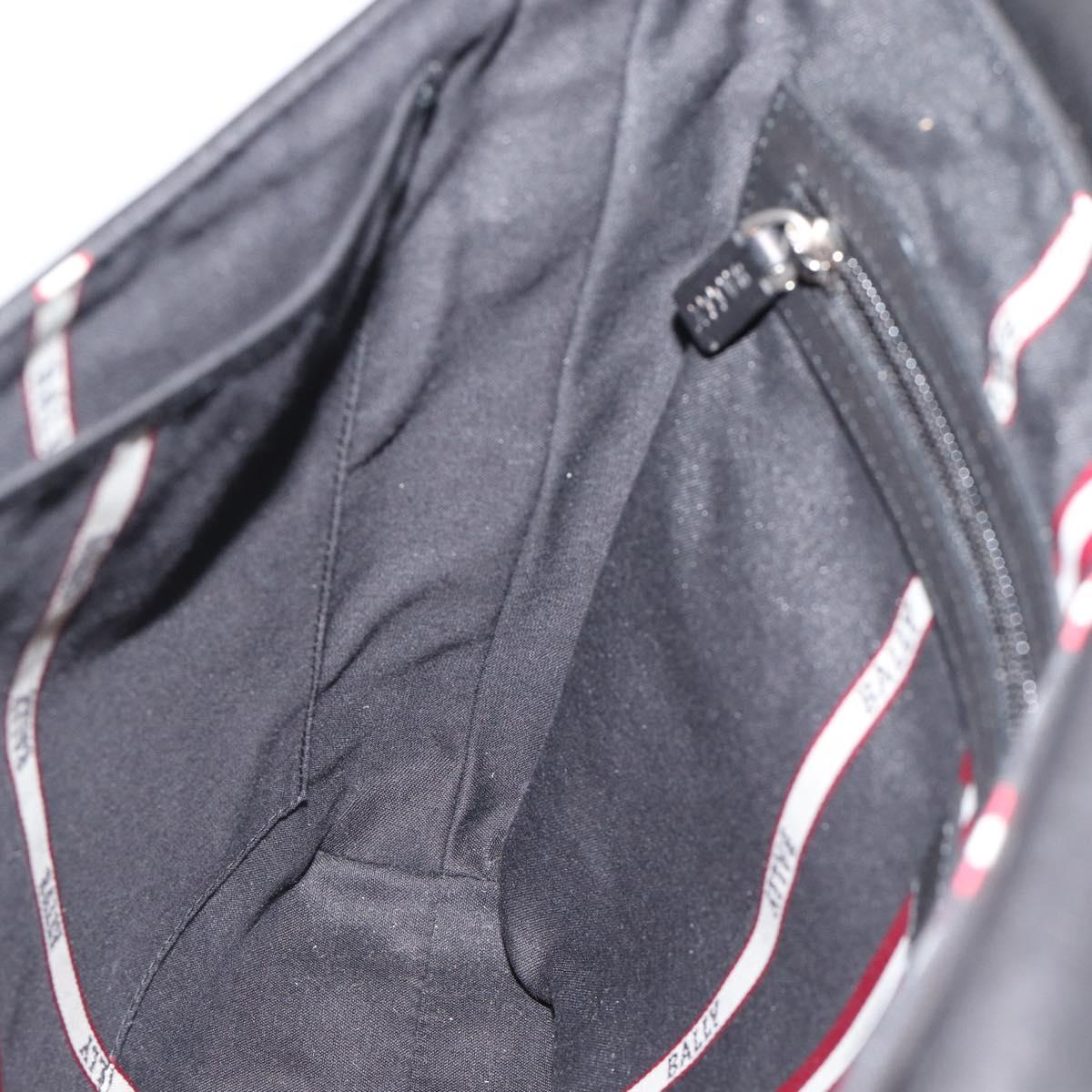BALLY Shoulder Bag Leather Black Silver Auth 194051A