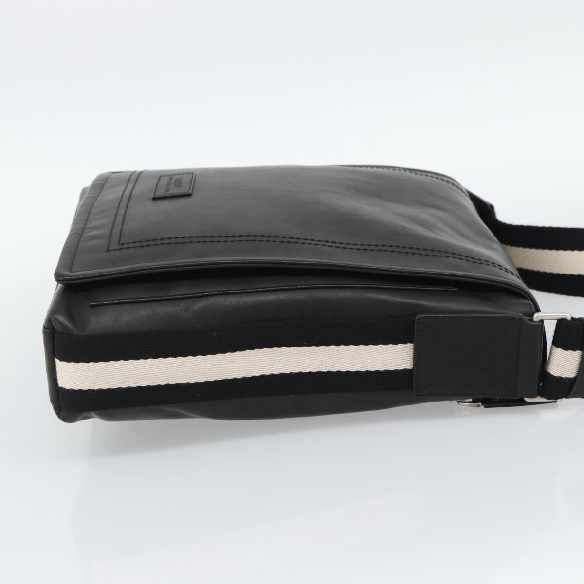BALLY Shoulder Bag Leather Black Silver Auth 194051A