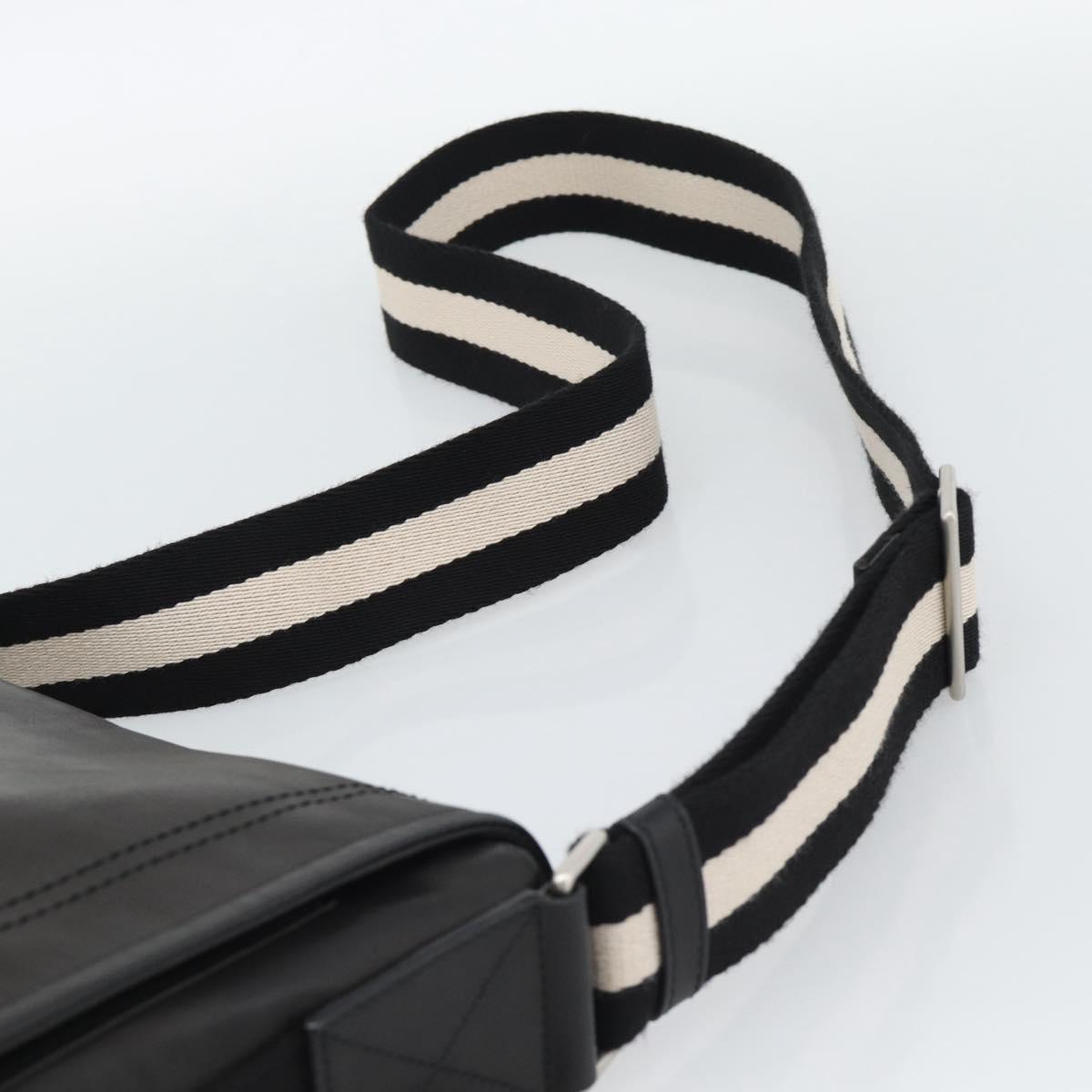 BALLY Shoulder Bag Leather Black Silver Auth 194051A