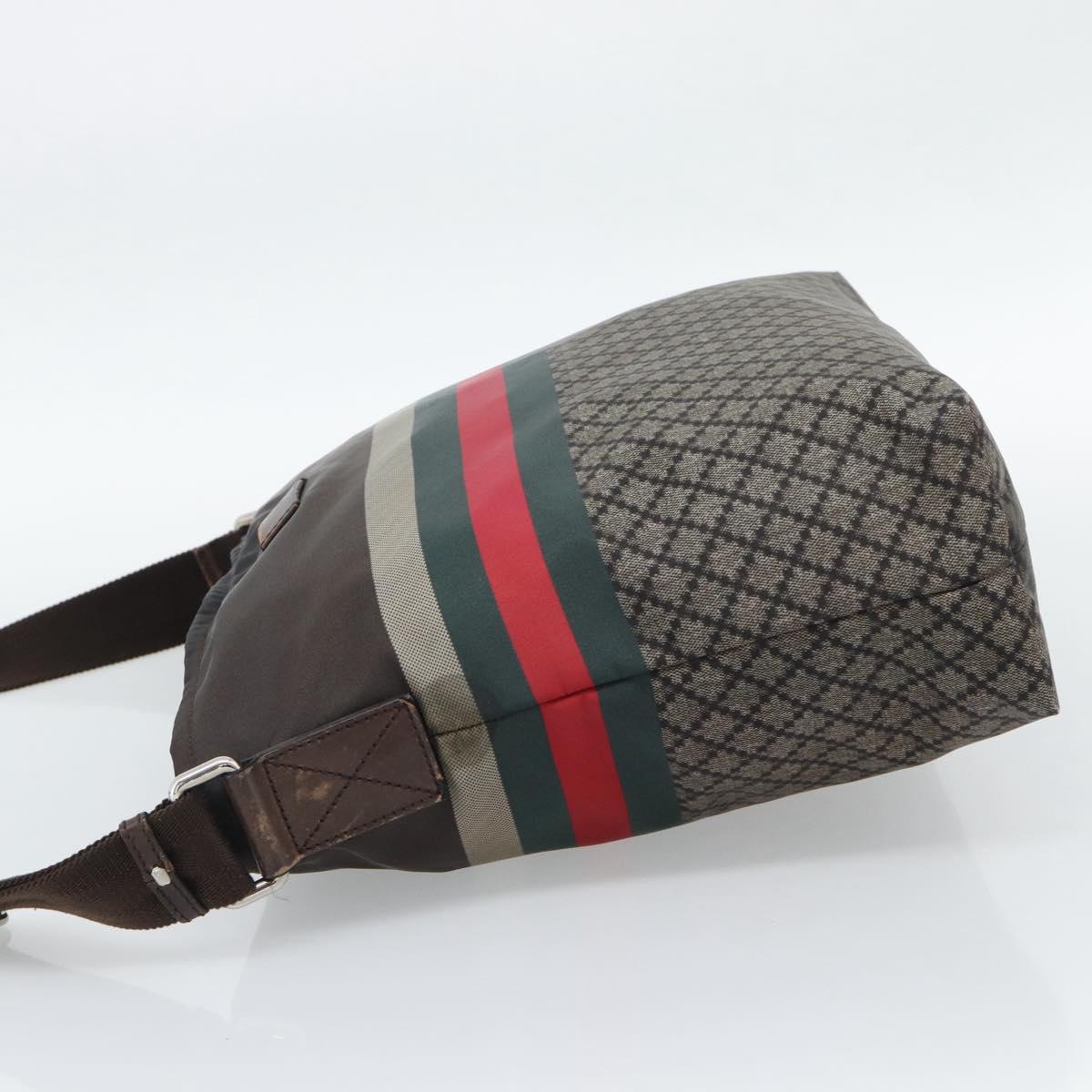 GUCCI Web Sherry Line Shoulder Bag Nylon Beige Silver 270410 Auth 194052