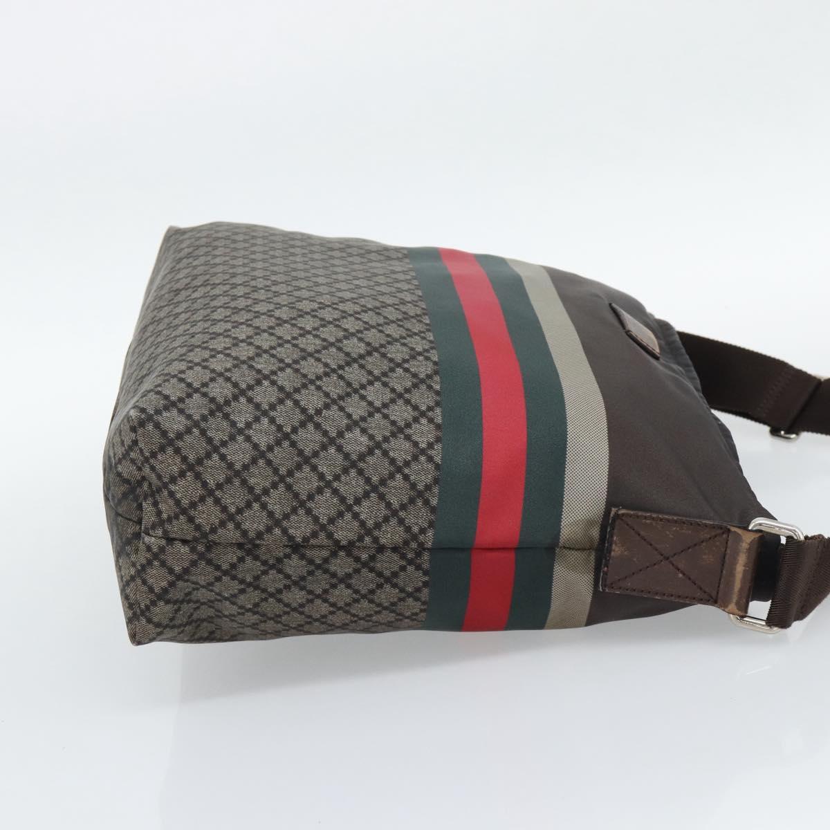 GUCCI Web Sherry Line Shoulder Bag Nylon Beige Silver 270410 Auth 194052
