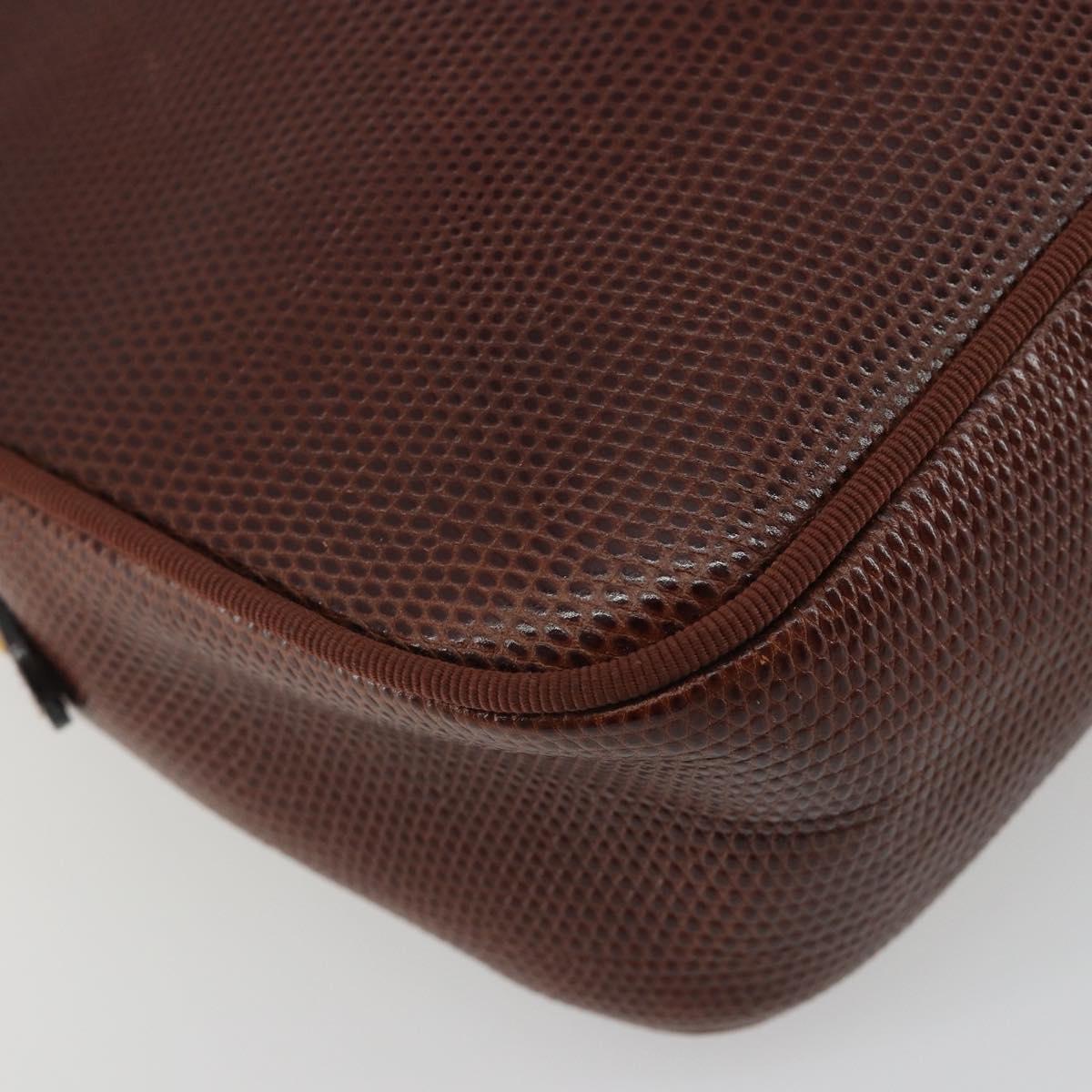 Salvatore Ferragamo Shoulder Bag Leather Embossed Brown Gold Auth 194054