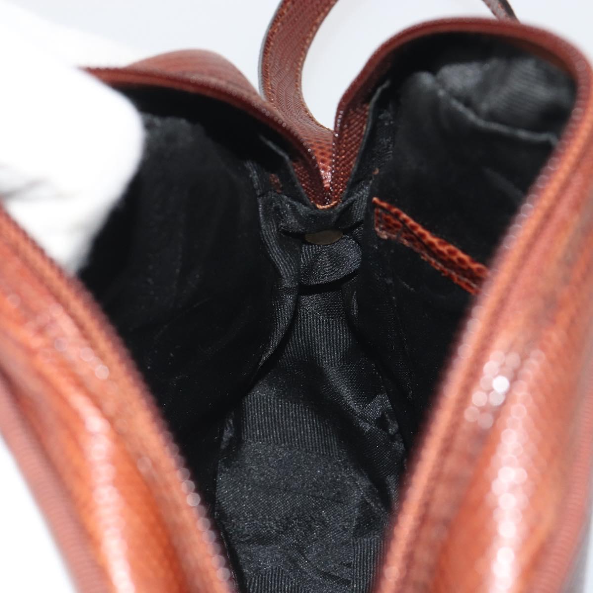 Salvatore Ferragamo Shoulder Bag Leather Embossed Brown Gold Auth 194054