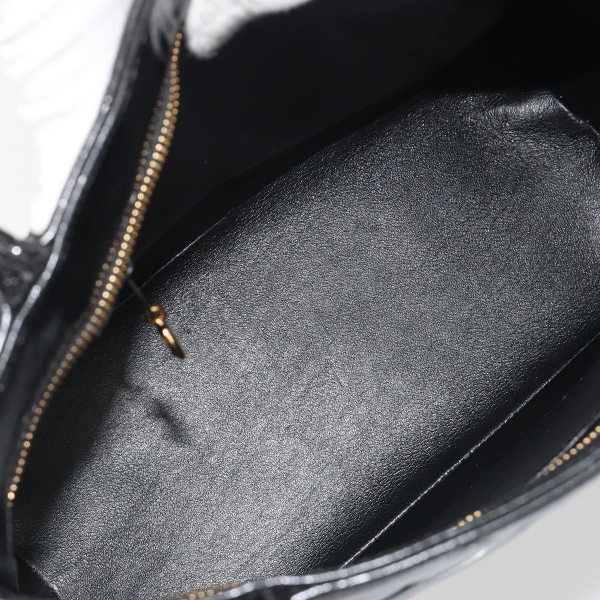CHANEL Matelasse Reprint Tote Bag Patent Leather Black Gold CC Auth 194057V