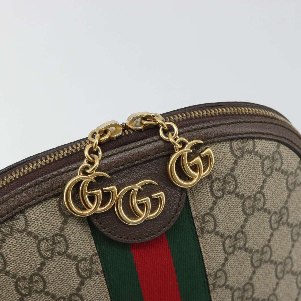GUCCI GG Supreme Ophidia Sherry Line Bag PVC Beige Gold 499621 Auth 194060