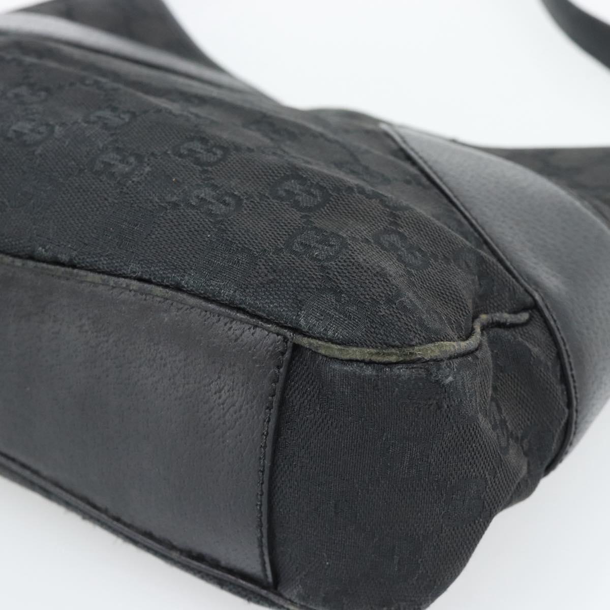 GUCCI GG Canvas Shoulder Bag Black Silver 113 012 Auth 194061
