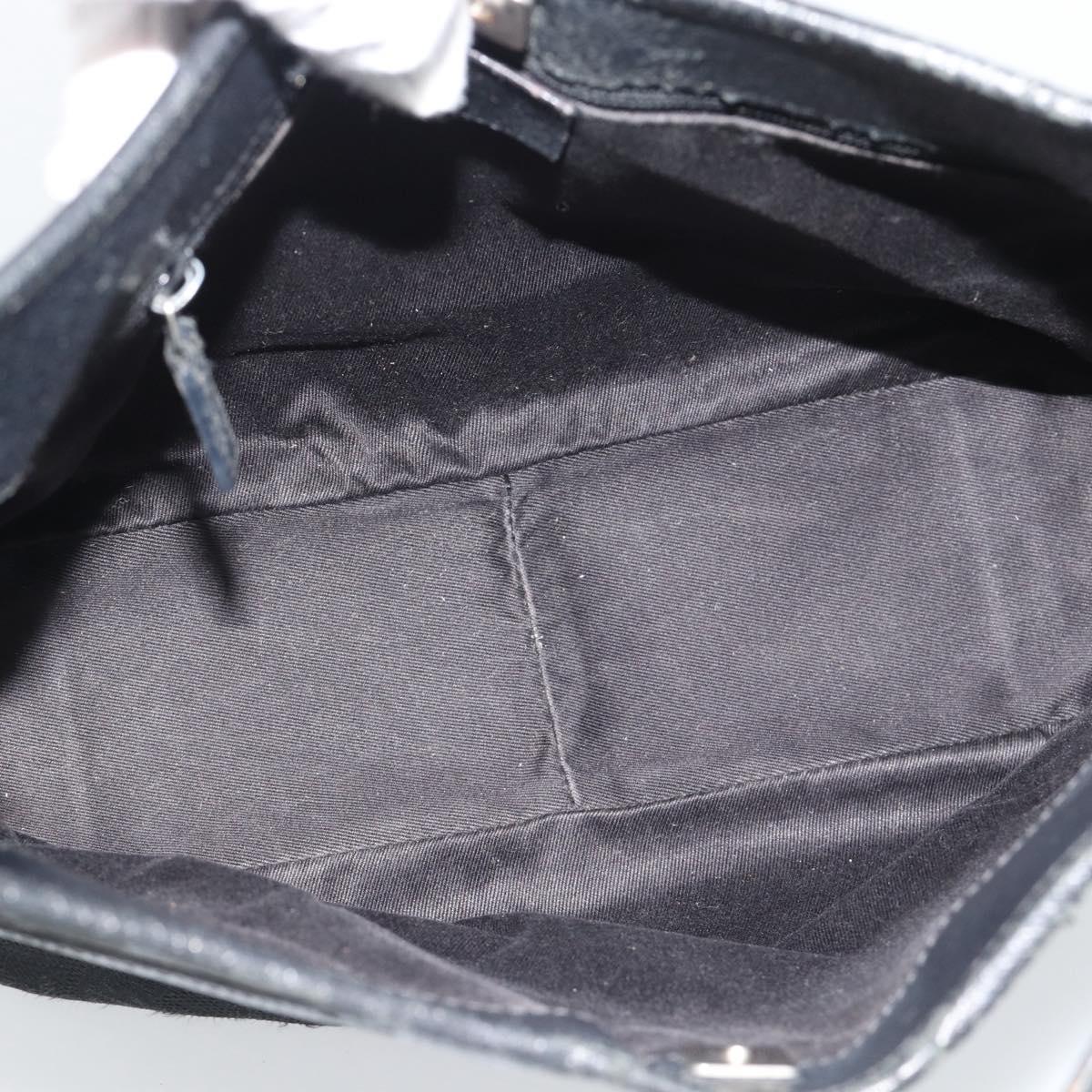 GUCCI GG Canvas Shoulder Bag Black Silver 113 012 Auth 194061
