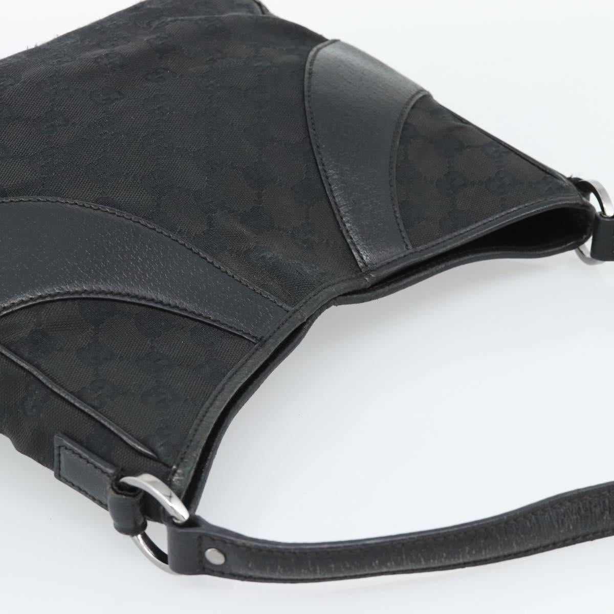 GUCCI GG Canvas Shoulder Bag Black Silver 113 012 Auth 194061