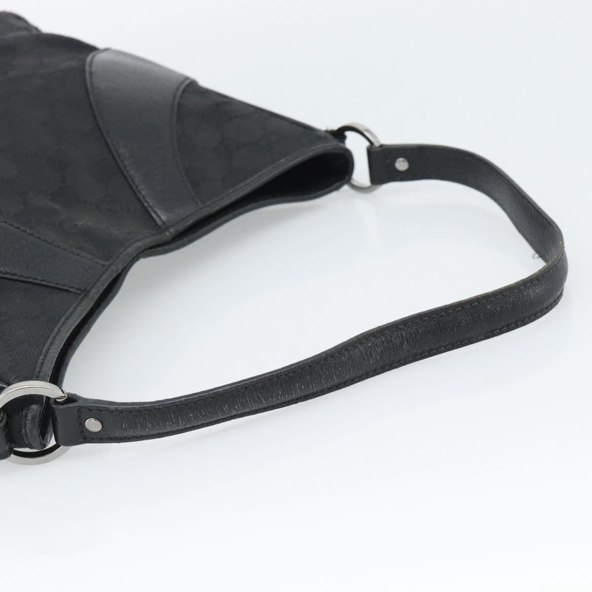 GUCCI GG Canvas Shoulder Bag Black Silver 113 012 Auth 194061