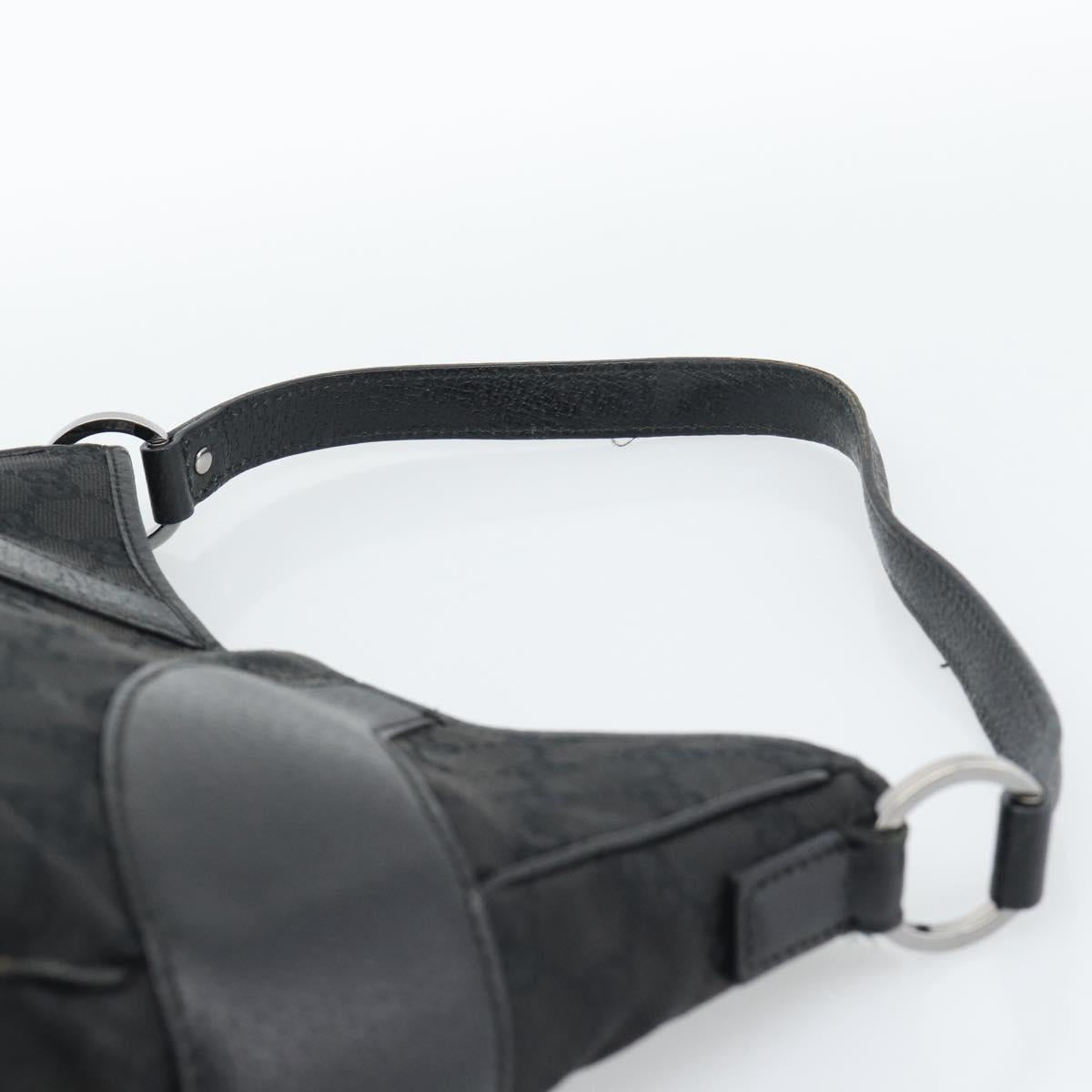GUCCI GG Canvas Shoulder Bag Black Silver 113 012 Auth 194061