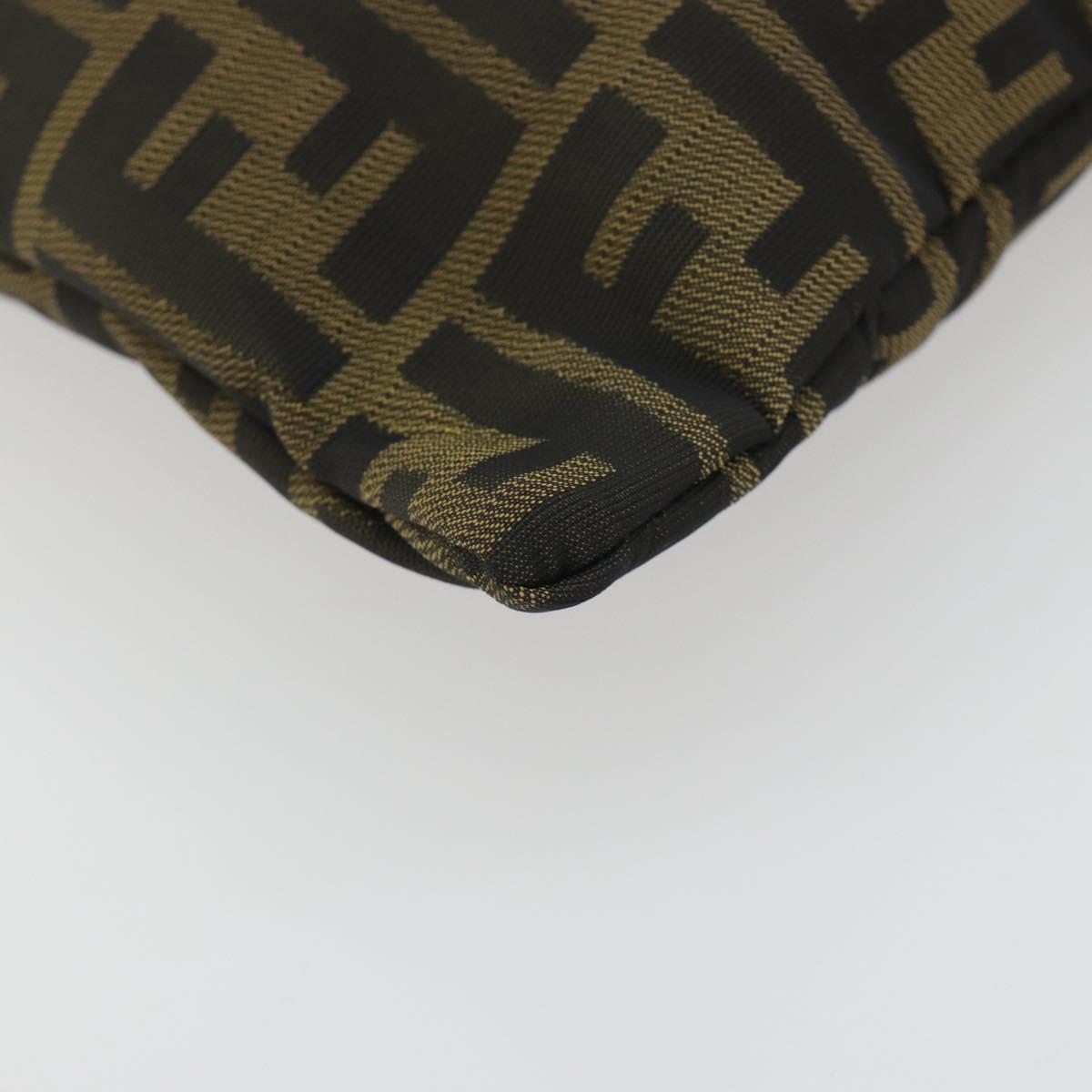FENDI Zucca Canvas Hand Bag Black Brown Auth 194062A
