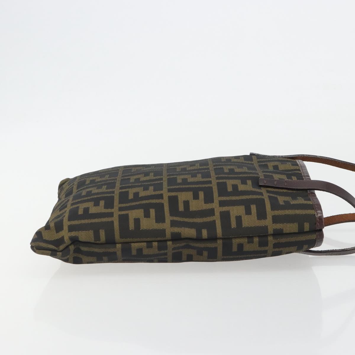 FENDI Zucca Canvas Hand Bag Black Brown Auth 194062A