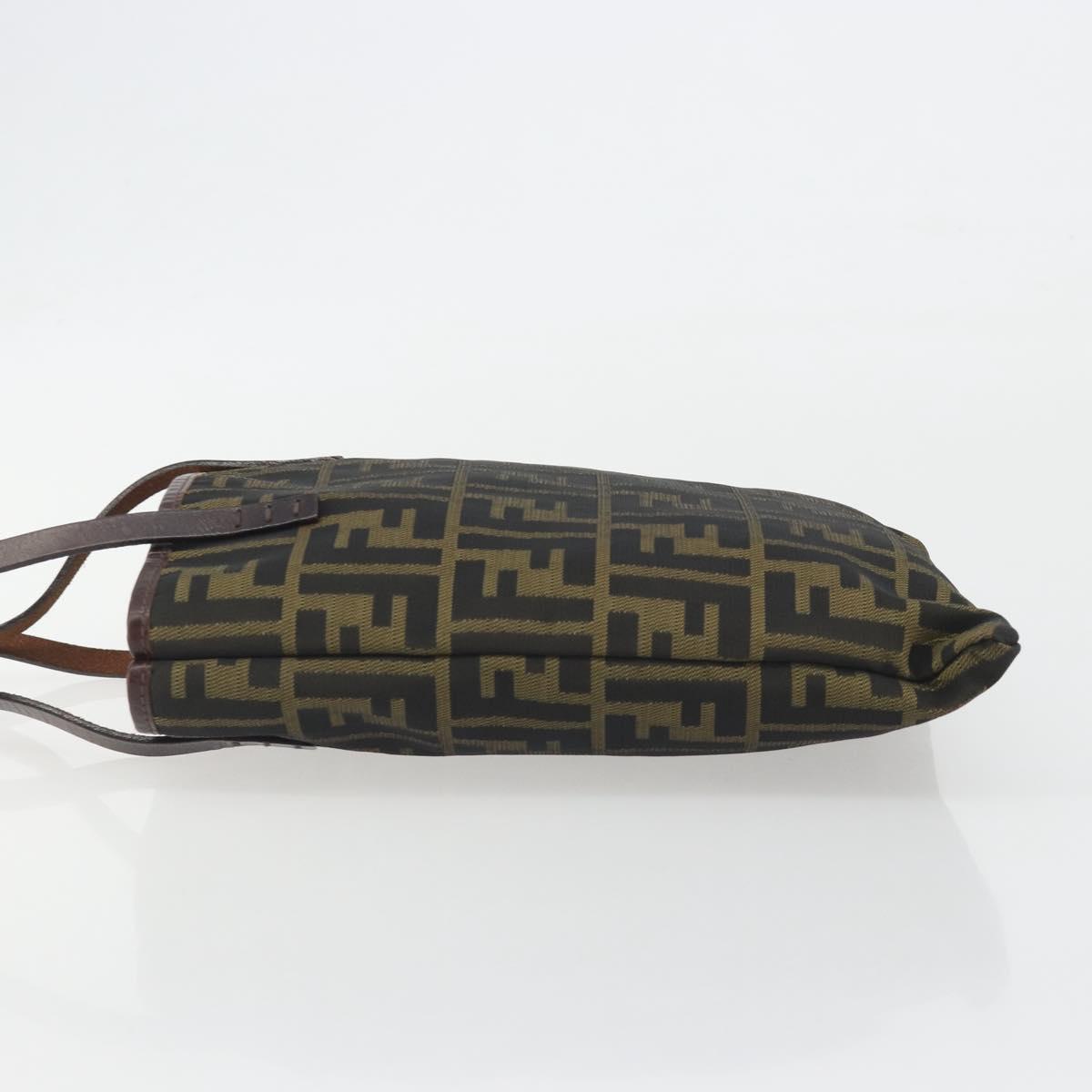 FENDI Zucca Canvas Hand Bag Black Brown Auth 194062A