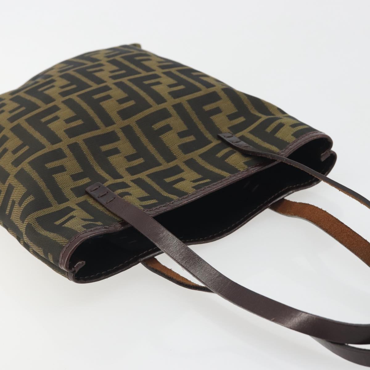 FENDI Zucca Canvas Hand Bag Black Brown Auth 194062A