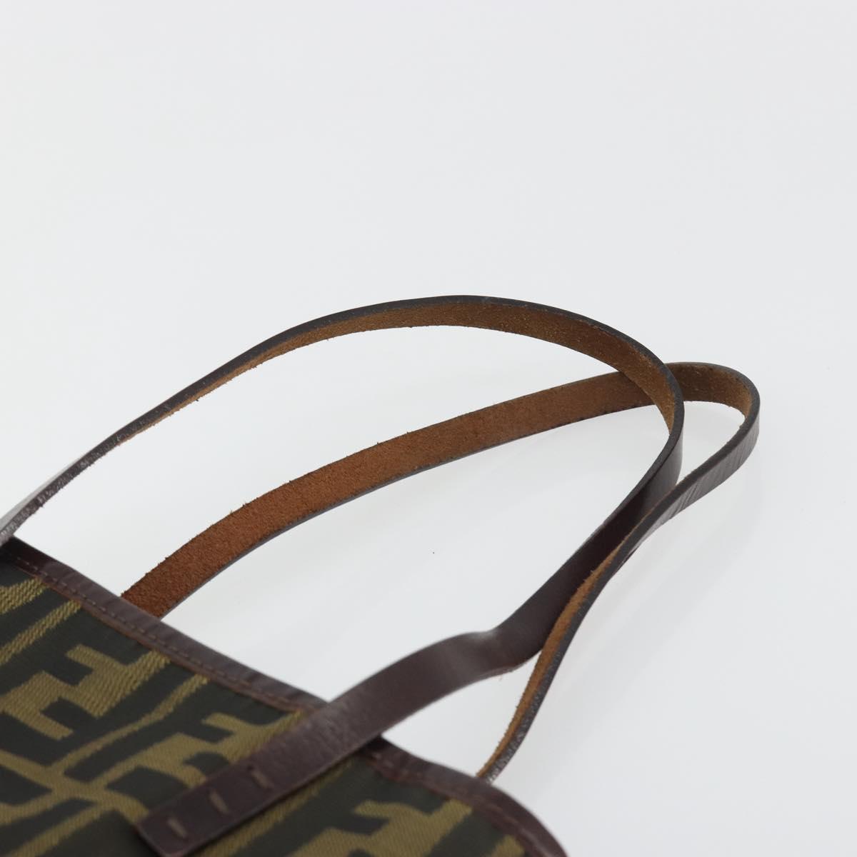 FENDI Zucca Canvas Hand Bag Black Brown Auth 194062A