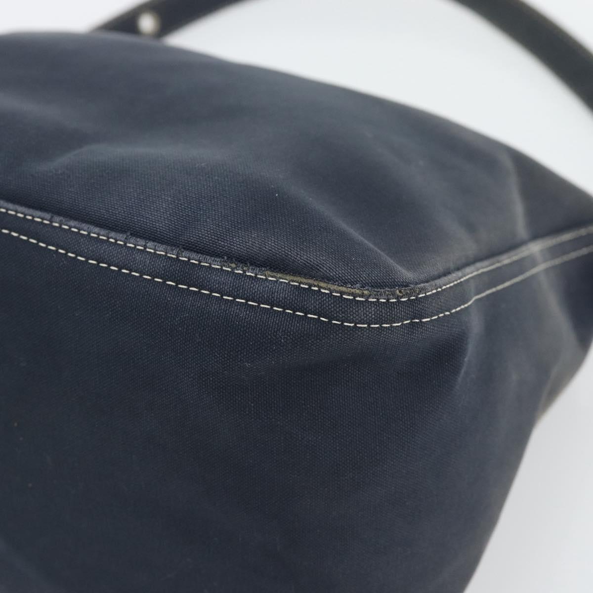 FENDI Mamma Baguette Shoulder Bag Canvas Navy Silver Auth 194063
