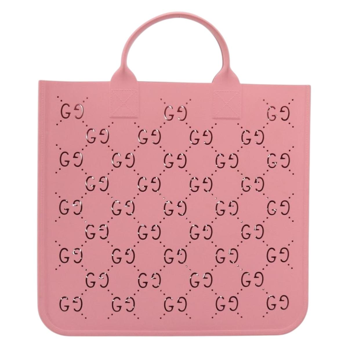 GUCCI GG CanvasChildren's Tote Bag Rubber Pink 679365 Auth 194066V