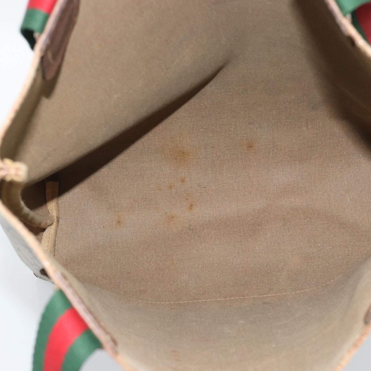 GUCCI GG Supreme Web Sherry Line Tote Bag PVC Beige 39 02 003 Auth 194073