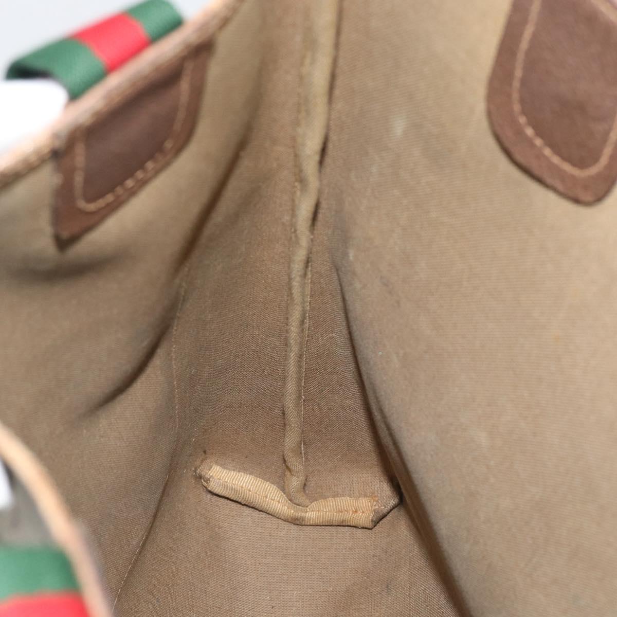GUCCI GG Supreme Web Sherry Line Tote Bag PVC Beige 39 02 003 Auth 194073