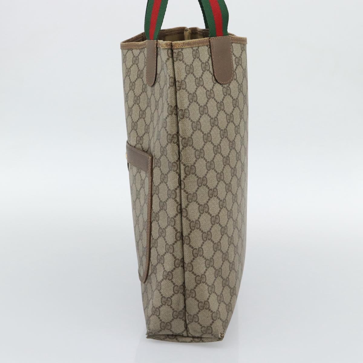 GUCCI GG Supreme Web Sherry Line Tote Bag PVC Beige 39 02 003 Auth 194073