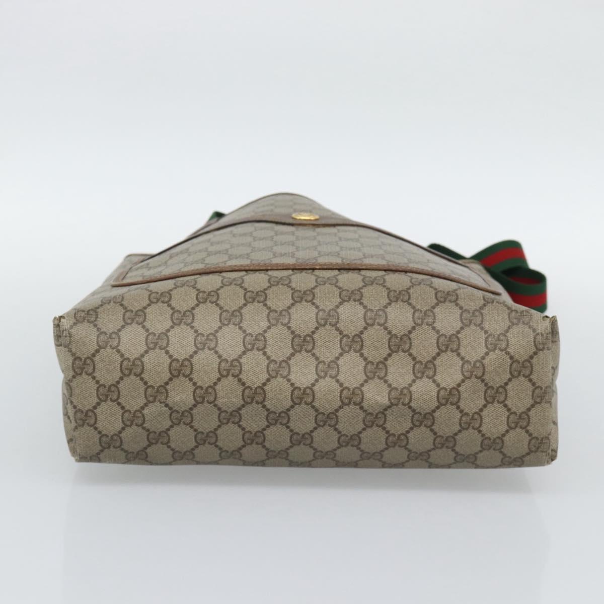 GUCCI GG Supreme Web Sherry Line Tote Bag PVC Beige 39 02 003 Auth 194073