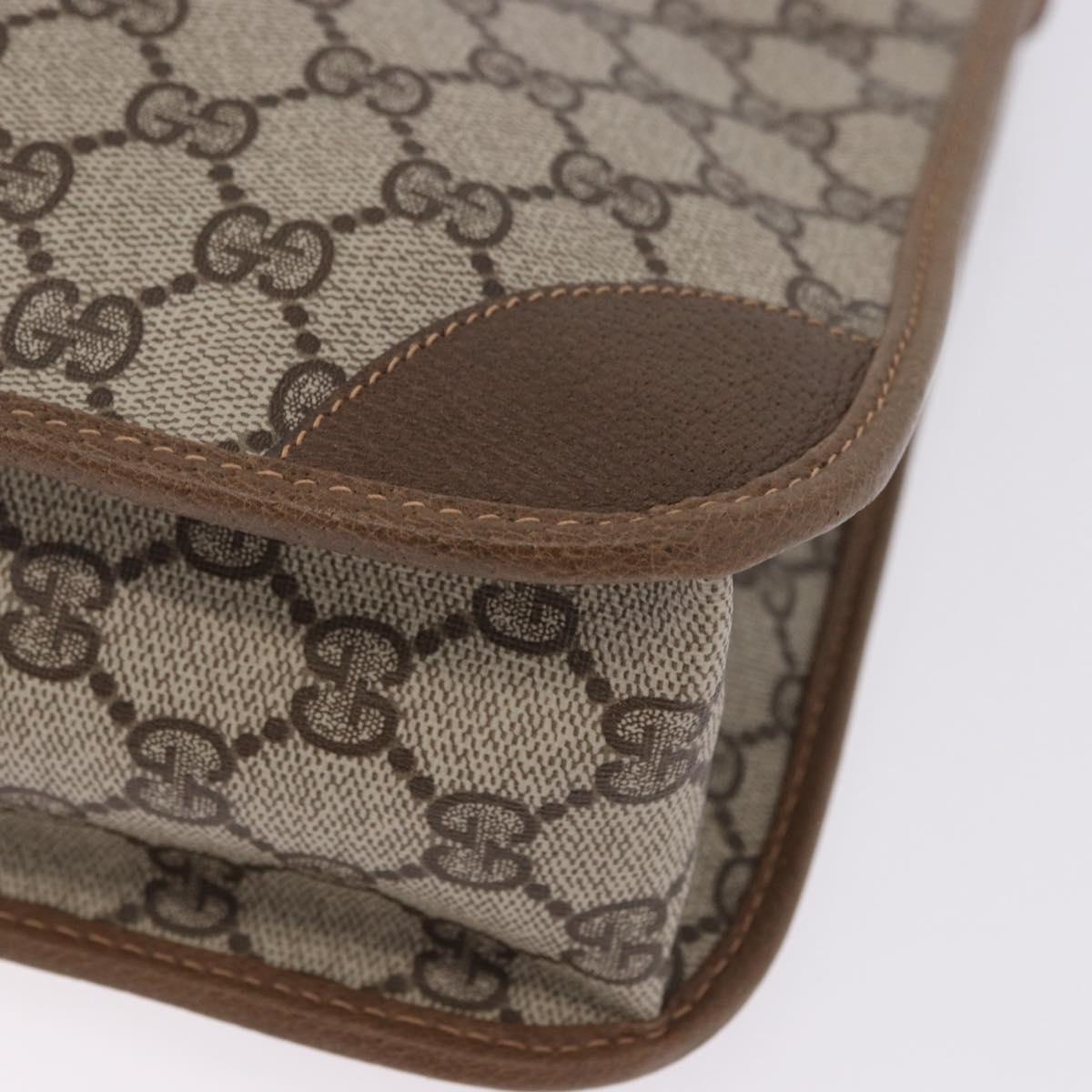 GUCCI GG Supreme Business Bag PVC Beige Gold Auth 194077