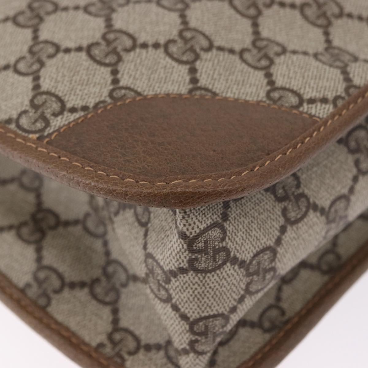 GUCCI GG Supreme Business Bag PVC Beige Gold Auth 194077