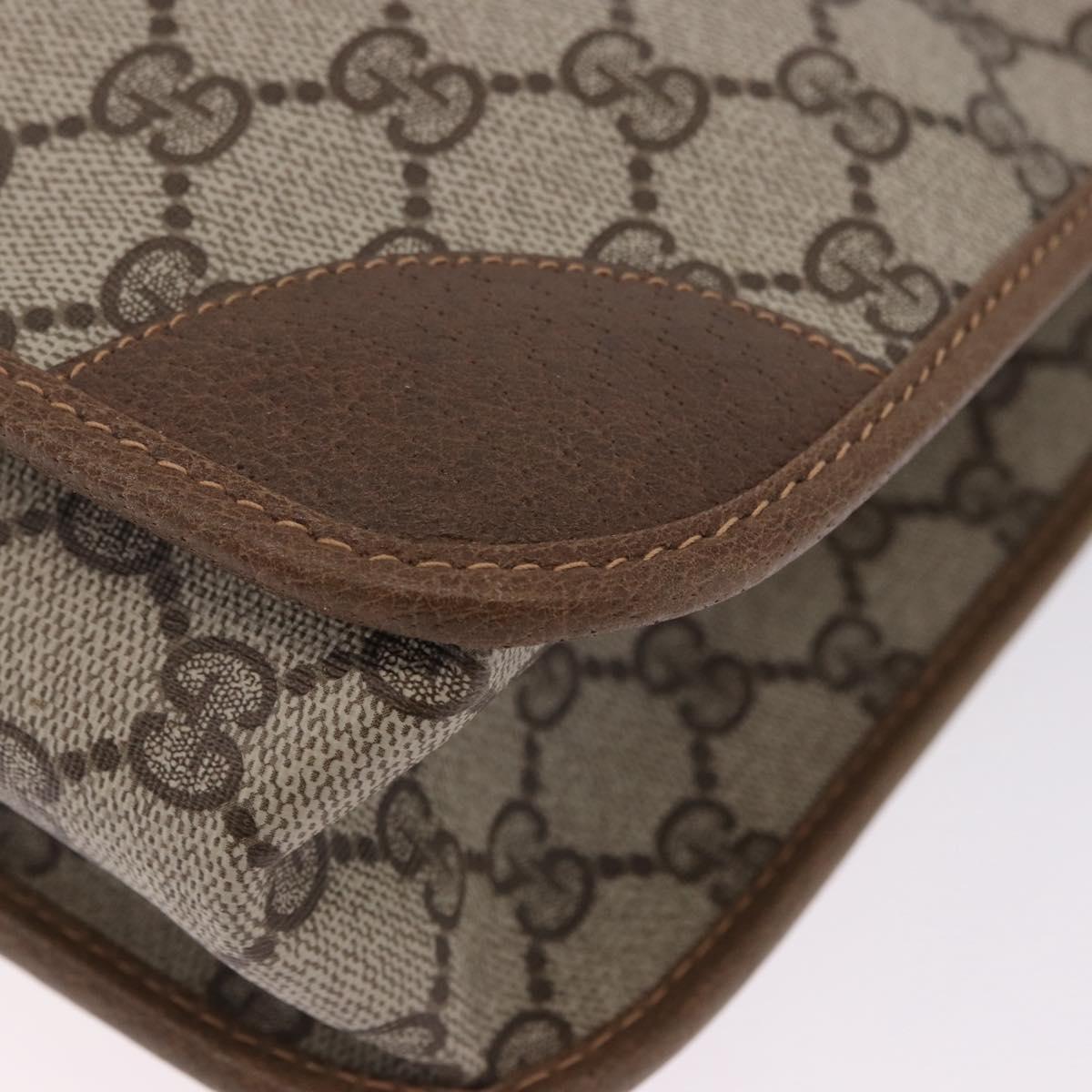 GUCCI GG Supreme Business Bag PVC Beige Gold Auth 194077