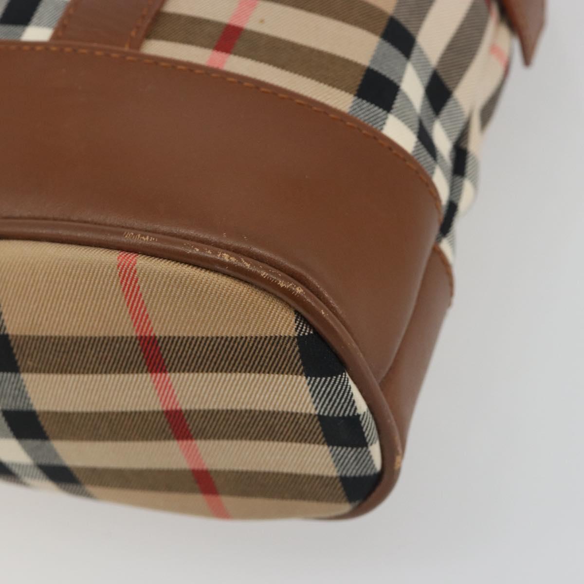 Burberrys Nova Check Shoulder Bag Canvas Beige Brown Auth 194078A