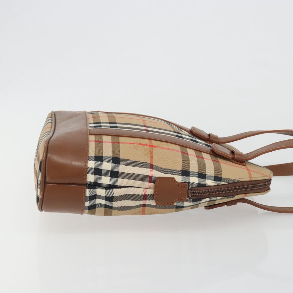 Burberrys Nova Check Shoulder Bag Canvas Beige Brown Auth 194078A