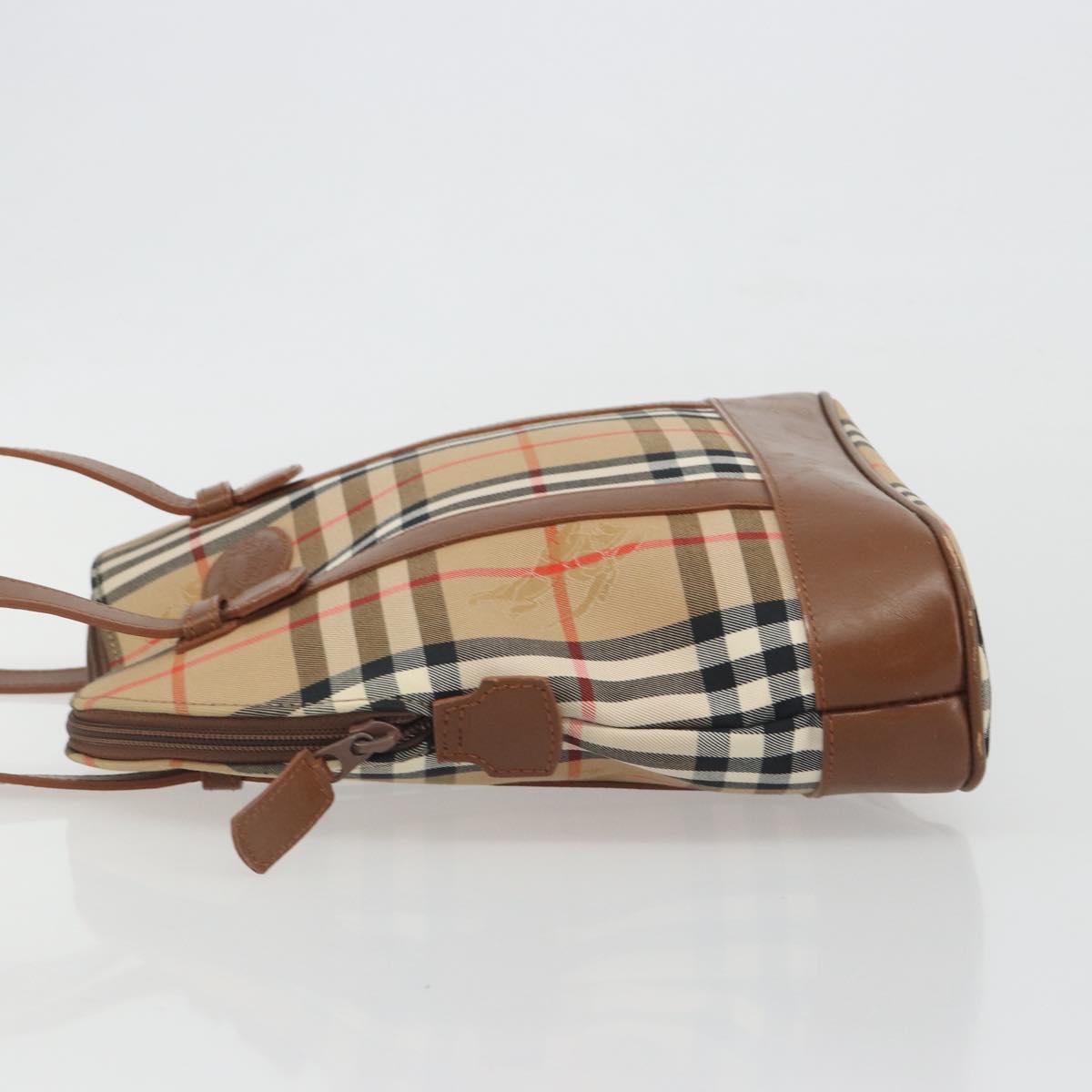 Burberrys Nova Check Shoulder Bag Canvas Beige Brown Auth 194078A