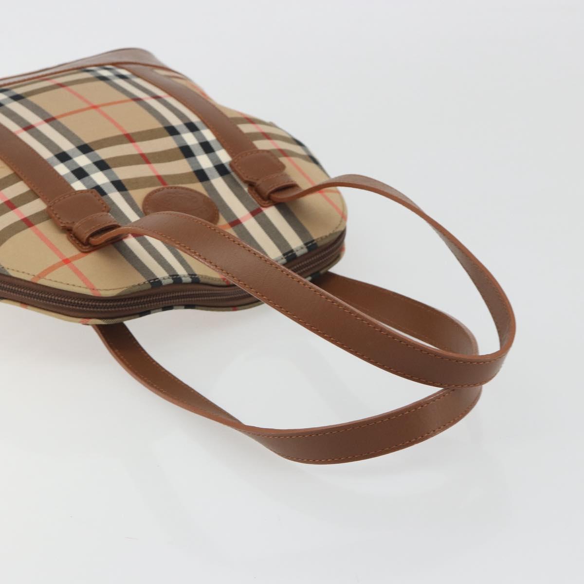 Burberrys Nova Check Shoulder Bag Canvas Beige Brown Auth 194078A