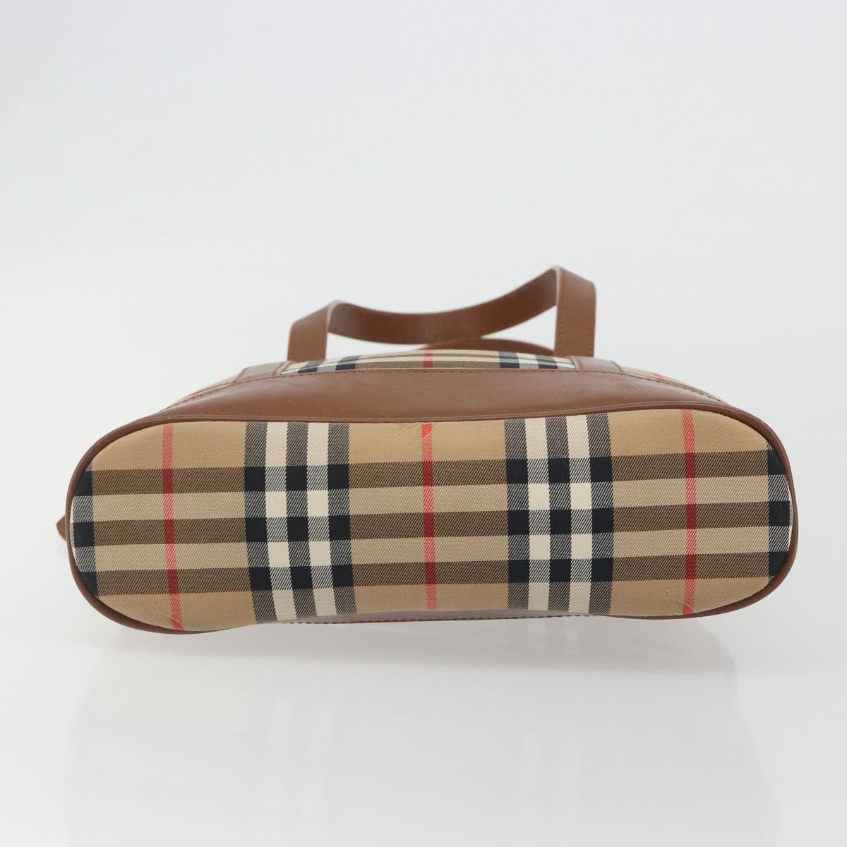 Burberrys Nova Check Shoulder Bag Canvas Beige Brown Auth 194078A