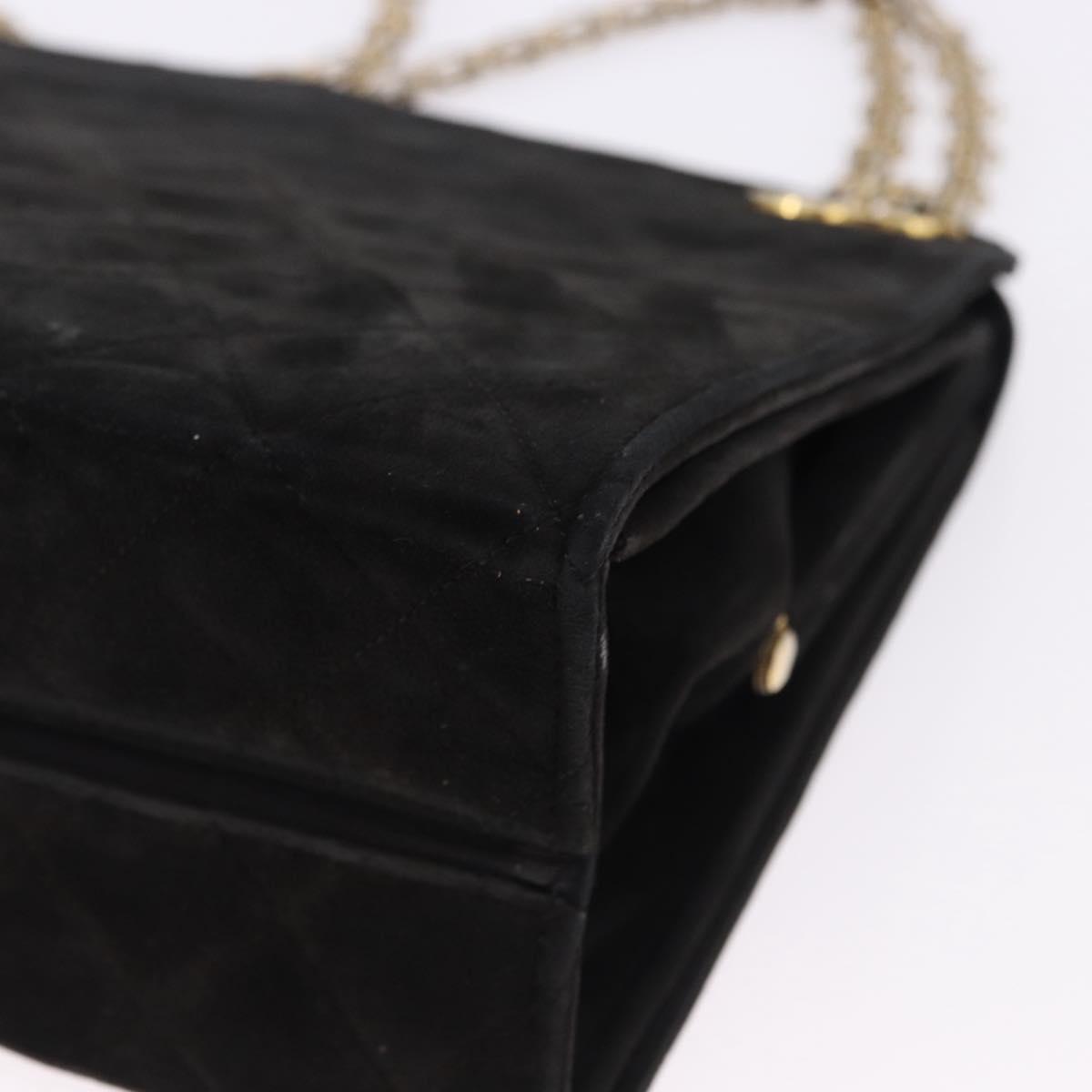 CHANEL Matelasse Chain Shoulder Bag Suede Black Gold Tone CC Auth 194086