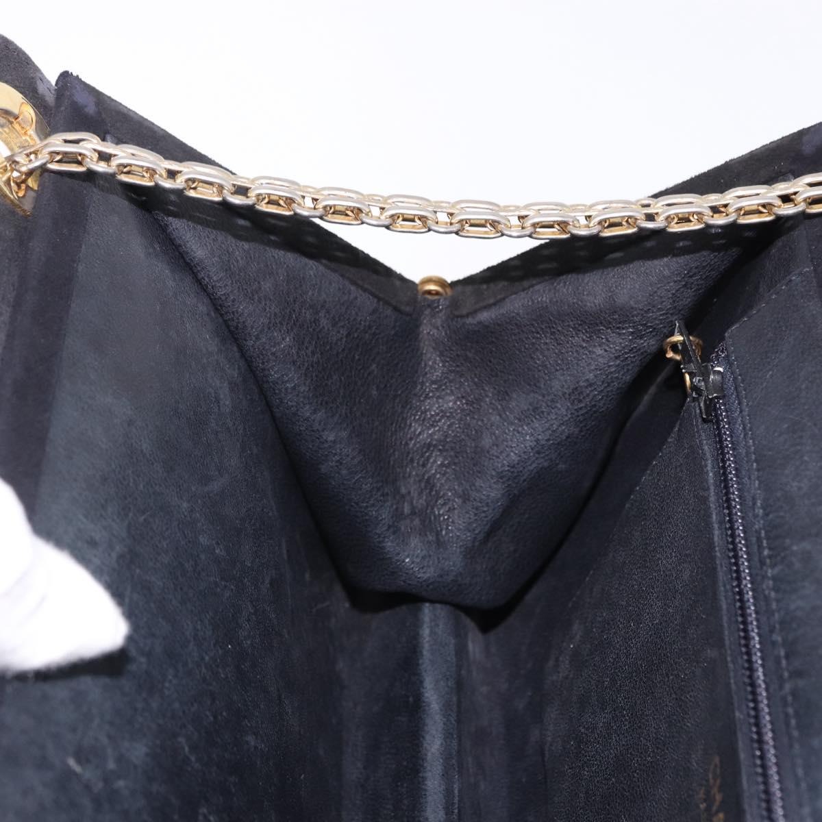CHANEL Matelasse Chain Shoulder Bag Suede Black Gold Tone CC Auth 194086