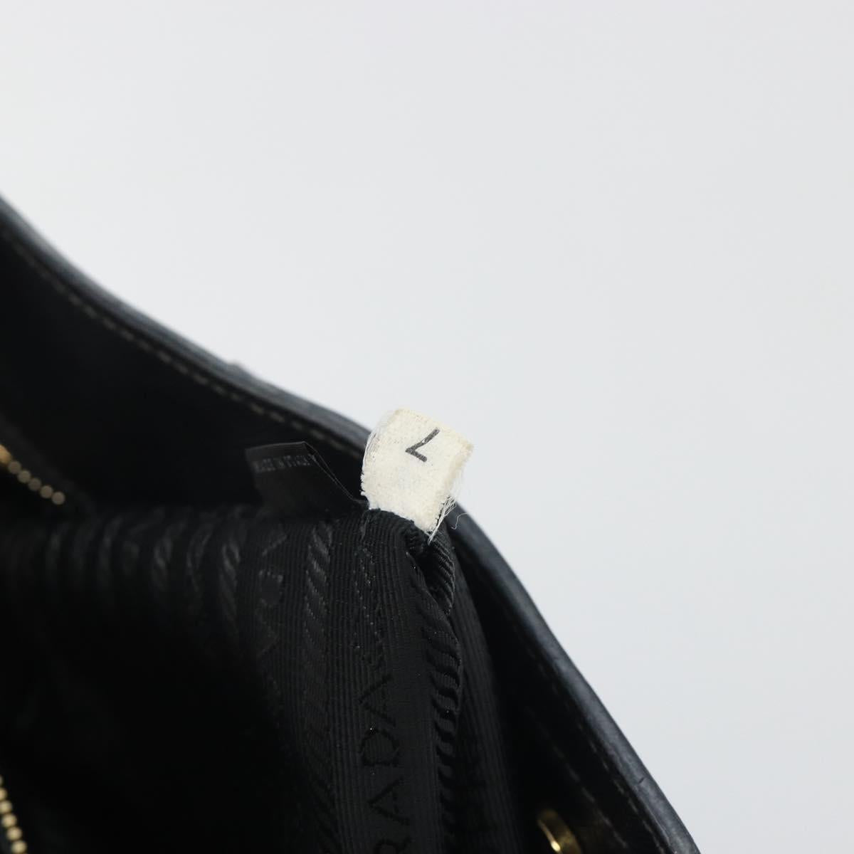 PRADA Galleria Hand Bag Saffiano Black Gold Tone Auth 194087A